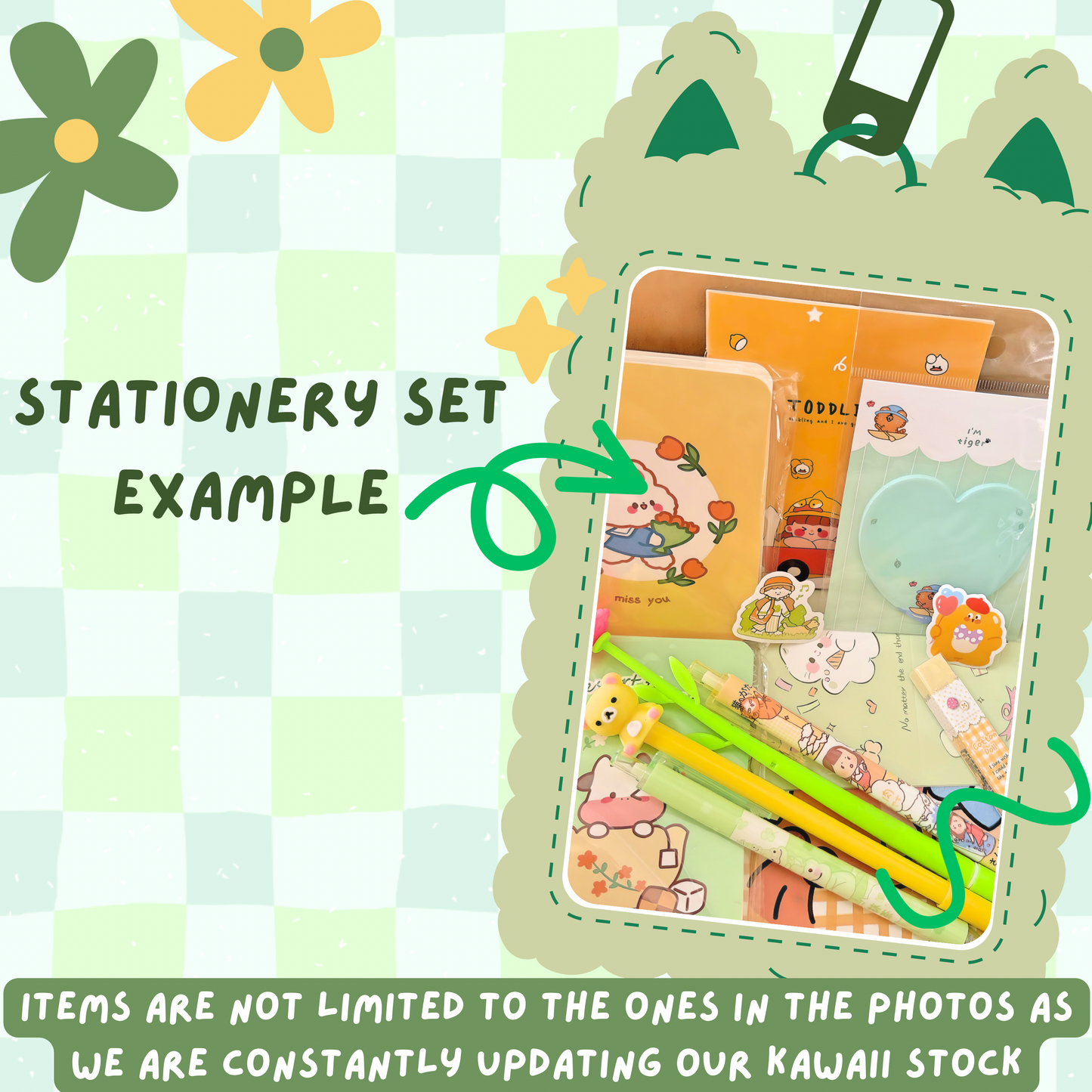 10Pcs Green Sparkle Mystery Stationery Set