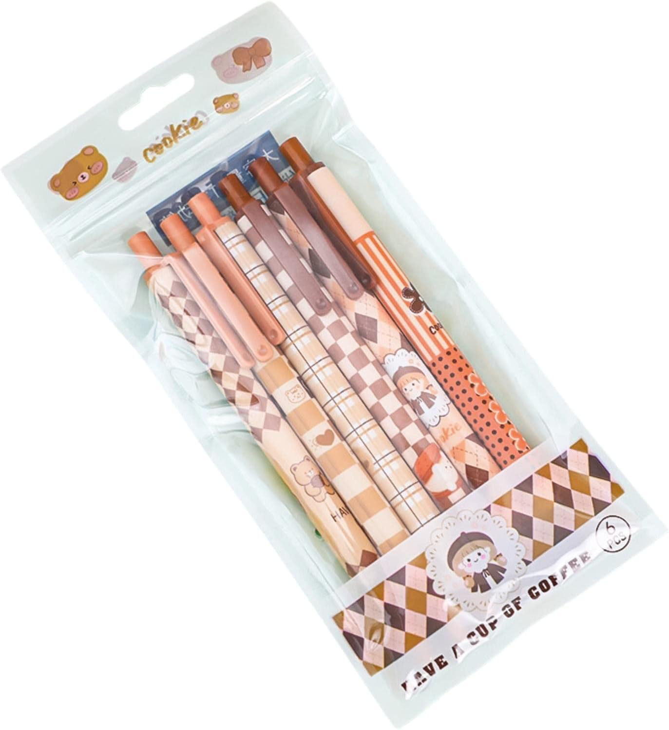 6Pcs Kawaii Bear Cookie Pens