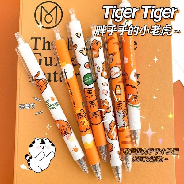 6 Pcs Tiger Kawaii Pen Set