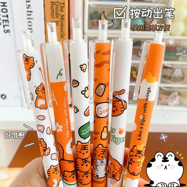 6 Pcs Tiger Kawaii Pen Set