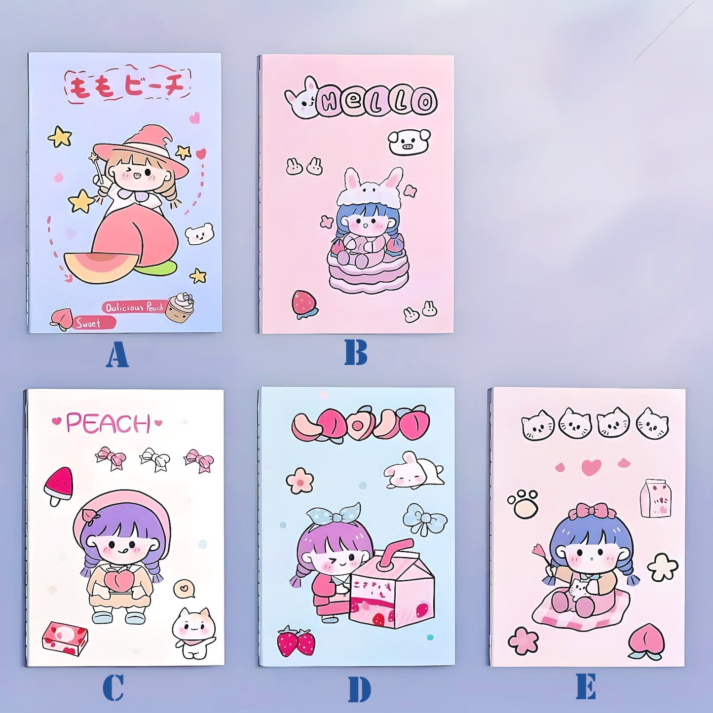 1Pc Cute Notebook Kawaii Cartoon Girl A5 Lined