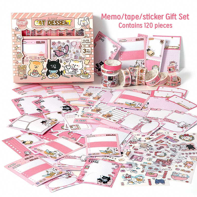 120 PCS Kawaii Kitty Cat Scrapbooking Set Journal Gift Box