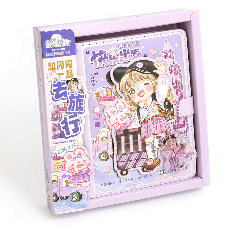 Kawaii Travels Magnetic Buckle Notebook Gift Set for Students Stationery