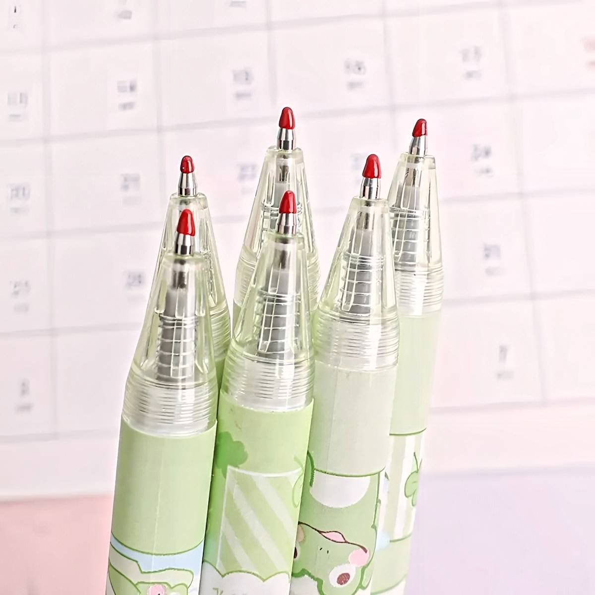 2Pcs Cute Cartoon Frog Pen Cute Neutral Pen Kawaii Kitsch 0.5mm black gel ink clicker pen School Supplies Office Stationery Pen duo