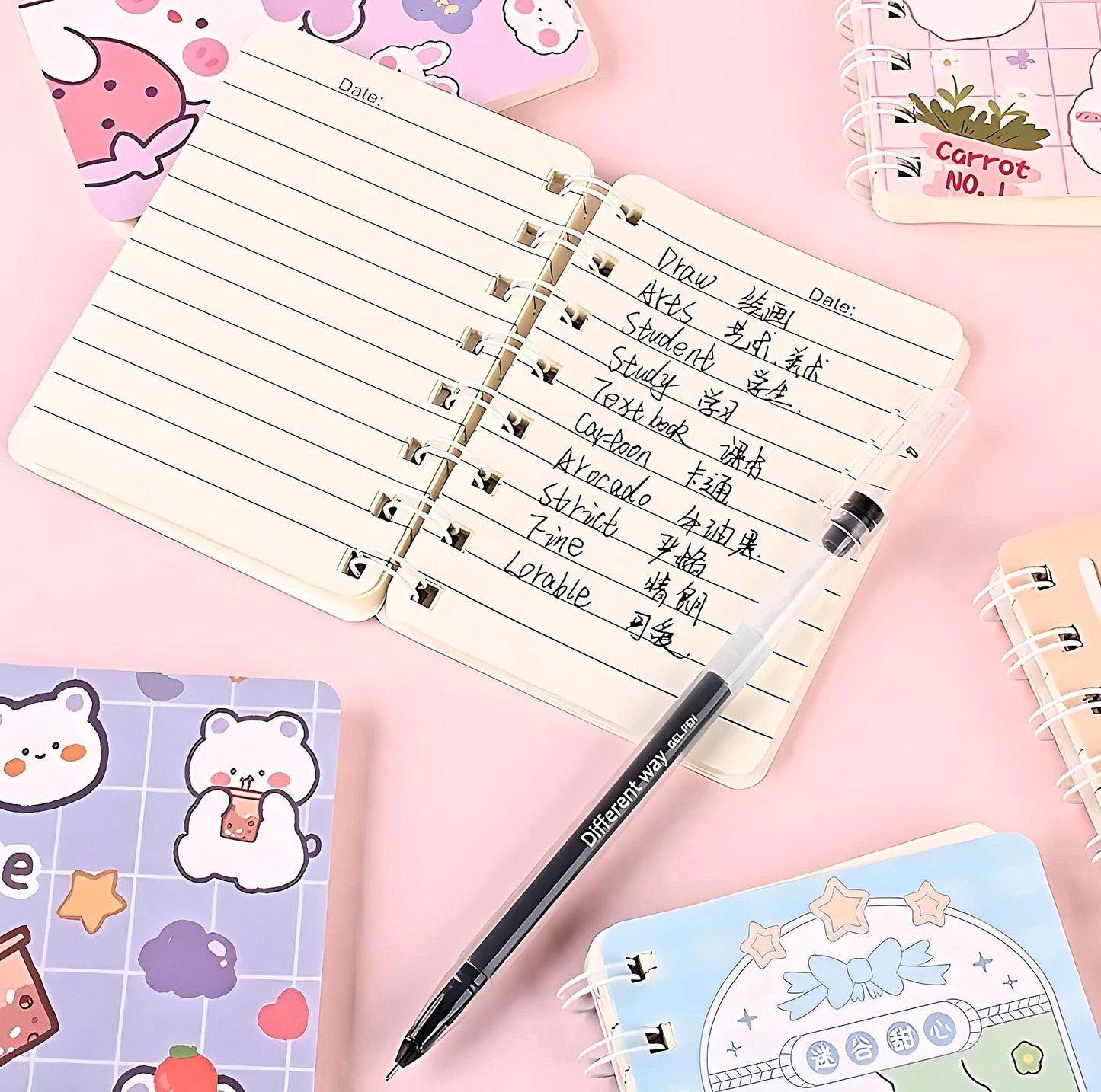 Cute Cat Kawaii Notebook| Stationery Gift| Stationery Addict| Lined Ruled Paper Notebook| Small Book| Journal| Mini Spiral Cat Stationery