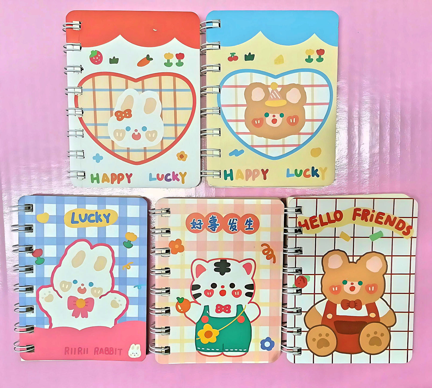 Cute Bear Bunny Cat Kawaii Notebook| Stationery Gift| Kitty Cat Stationary| Lined Ruled Paper Notebook| Small Book Gift Journal Mini Spiral