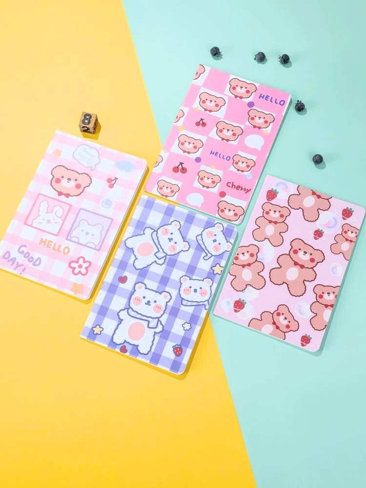 Cute Bear Notebook | Kawaii Kitsch | A5 Lined Notebook | Bear Stationary Journal Cute Diary | Ruled Pages| Stationary Gift | Gifts for Kids