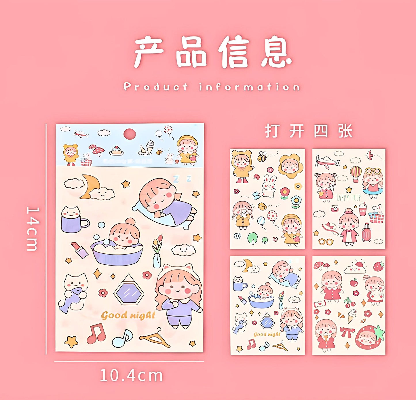 Cute Kawaii Sticker Sheet for Bullet Journal Scrapbooking DIY Diary Planner Korean stationary Bunny Stickers Animal Cat Stickers Highlighter