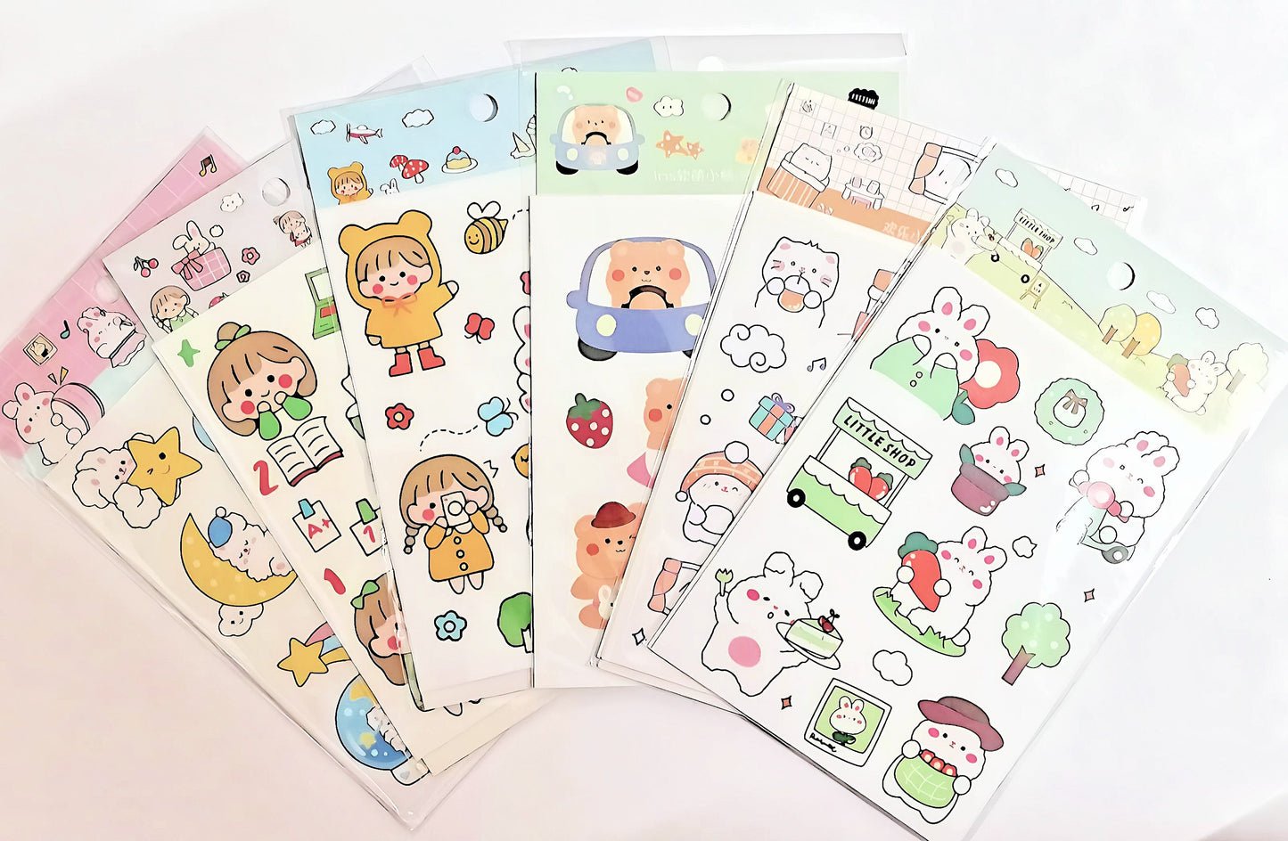 Cute Kawaii Sticker Sheet for Bullet Journal Scrapbooking DIY Diary Planner Korean stationary Bunny Stickers Animal Cat Stickers Highlighter
