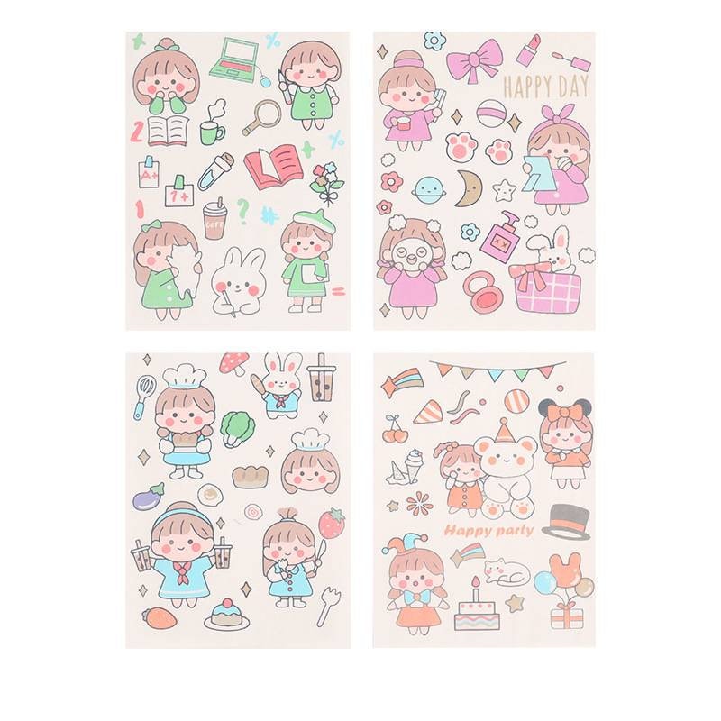 Cute Kawaii Sticker Sheet for Bullet Journal Scrapbooking DIY Diary Planner Korean stationary Bunny Stickers Animal Cat Stickers Highlighter