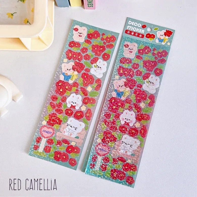 Deco Sticker Sheet Set for Scrapbook DIY Diary Planner, Cute Journal Supplies, Waterproof Stickers, Kawaii Bunny Stickers Highlighter Decal