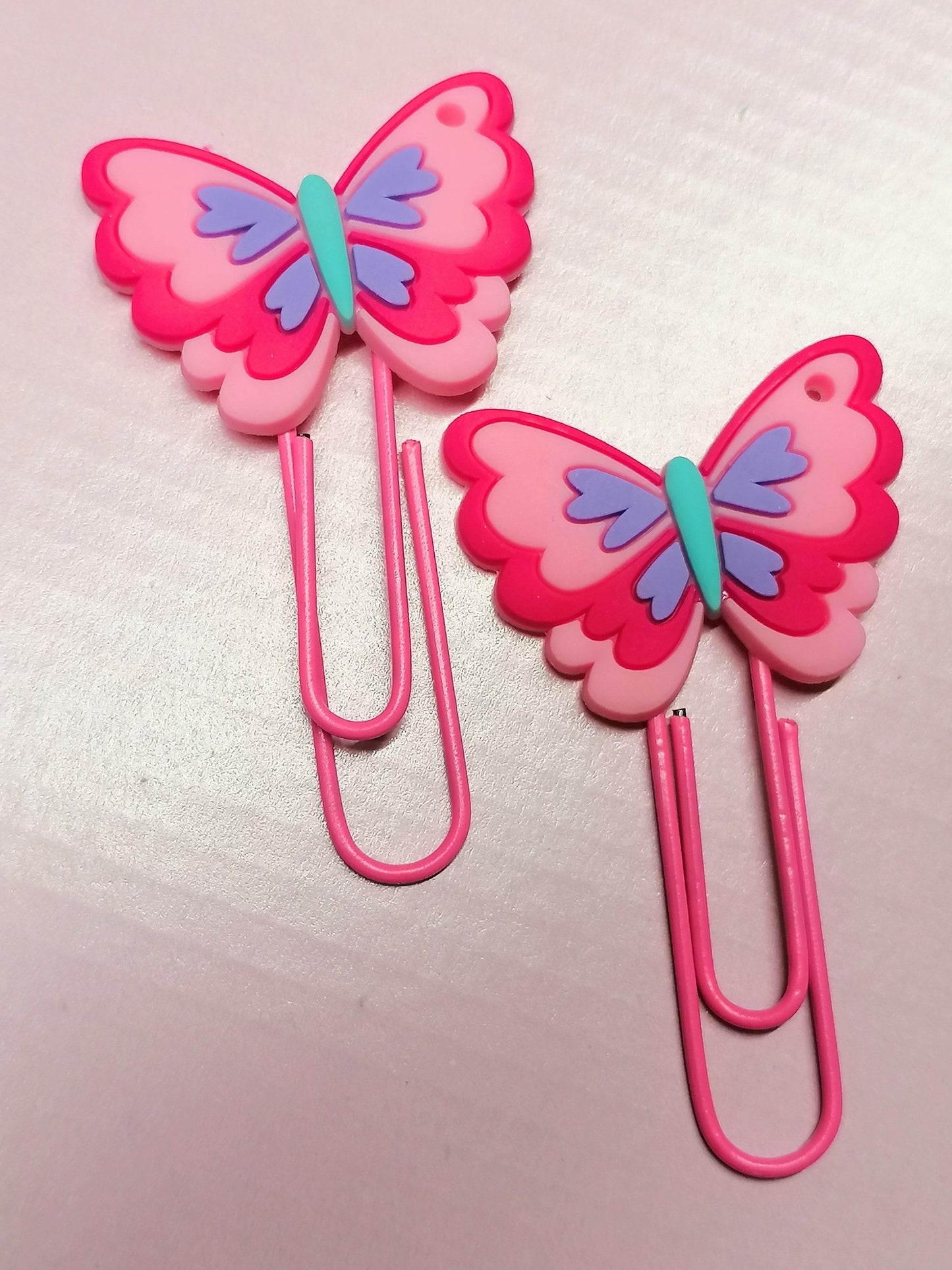 2 Pcs Pink Butterfly Cute Paperclips, Journal Accessory, Scrapbooking Diary Kawaii Stationary, Cute Bookmark, Cute School Supplies for kids