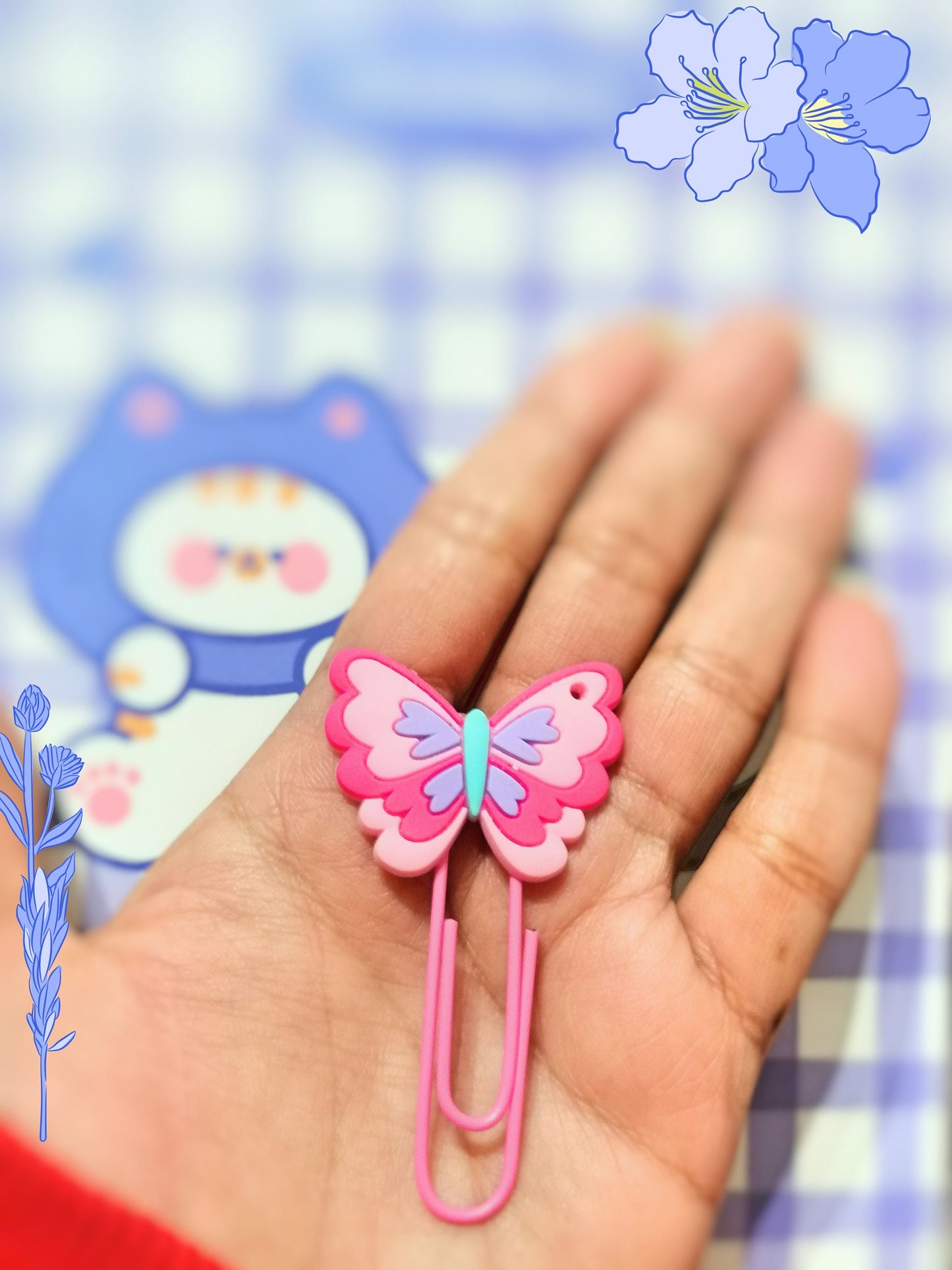2 Pcs Pink Butterfly Cute Paperclips, Journal Accessory, Scrapbooking Diary Kawaii Stationary, Cute Bookmark, Cute School Supplies for kids