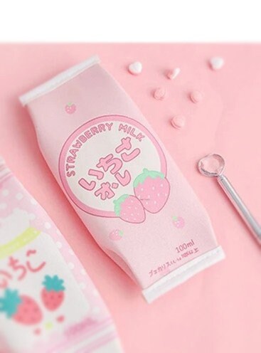 Cute Pencil Case| Kids PU Leather Pencil Case| Cute Simulation Milk Box | Kawaii Stationery Set | Cute School Supplies |Kids Gift Stationary
