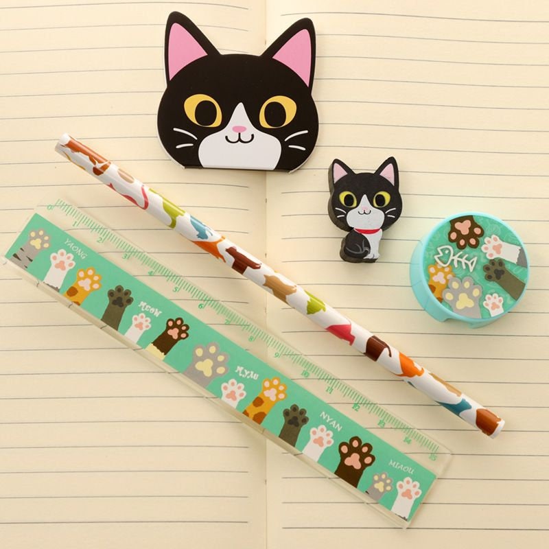 5 Pcs Stationery Set, Kitty Cat Stationery, Kawaii Stationery, Cute School Supplies| Stocking Fillers| Girls Birthday Party Bag| Cute Gifts