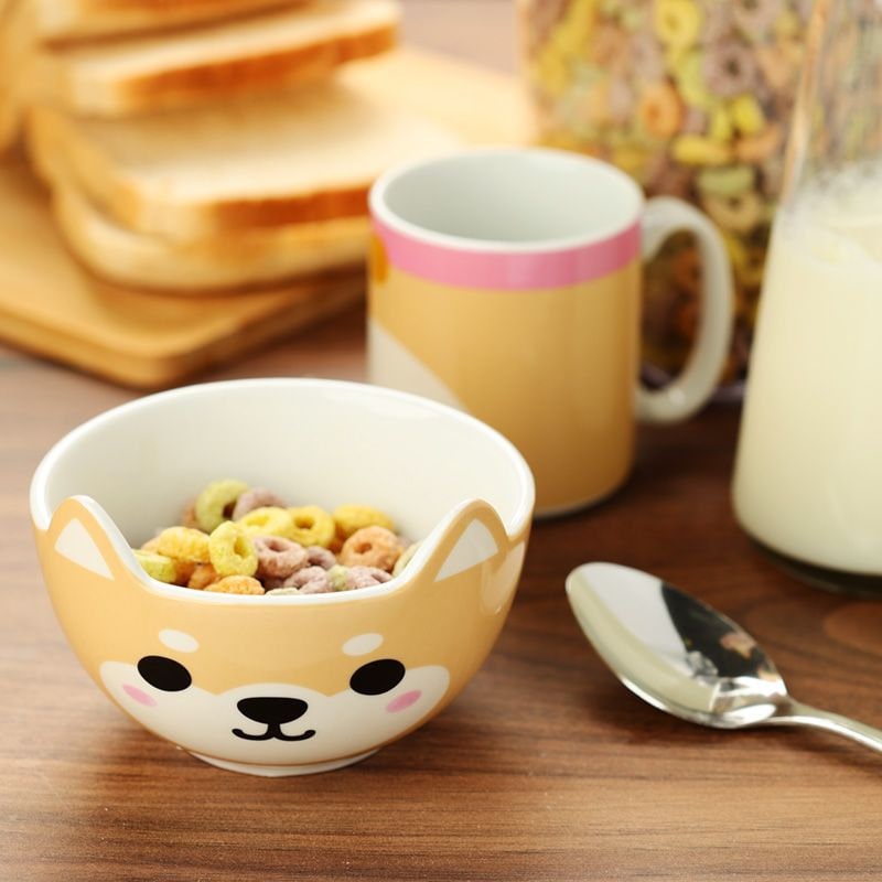 Kids Gift Mug and Bowl| Cute Gifts | Kawaii Mugs| Novelty Birthday Gift for Kids| Cute Mugs| Gifts for her| Unique Gift| Shiba Inu Porcelain