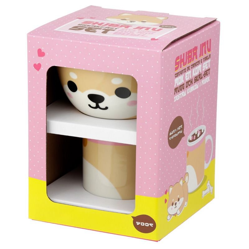 Kids Gift Mug and Bowl| Cute Gifts | Kawaii Mugs| Novelty Birthday Gift for Kids| Cute Mugs| Gifts for her| Unique Gift| Shiba Inu Porcelain