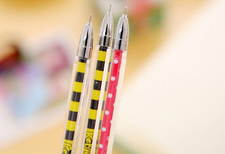 Cute Gel Pens | Creative Fruit Design Pen| Fluffy Velvet Bow Kawaii Pens| Cute School Supplies| Cute Office Stationery Plush Pens