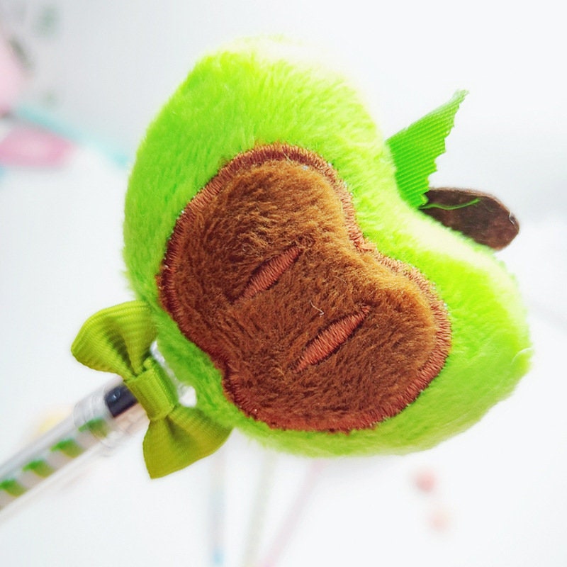 Cute Gel Pens | Creative Fruit Design Pen| Fluffy Velvet Bow Kawaii Pens| Cute School Supplies| Cute Office Stationery Plush Pens