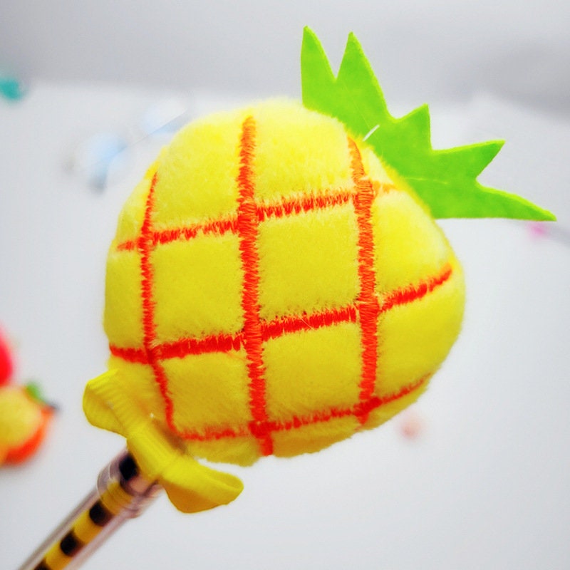 Cute Gel Pens | Creative Fruit Design Pen| Fluffy Velvet Bow Kawaii Pens| Cute School Supplies| Cute Office Stationery Plush Pens