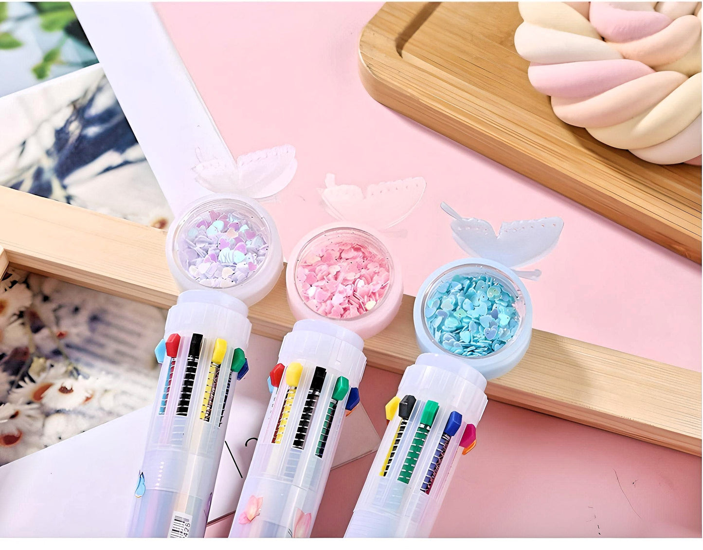Butterfly Pen | Multi Color Pens 10- in-1 | Stationery Gift | Kawaii Stationery| Cute Pens | Novelty Pen | Gifts for friends| Gifts for kids