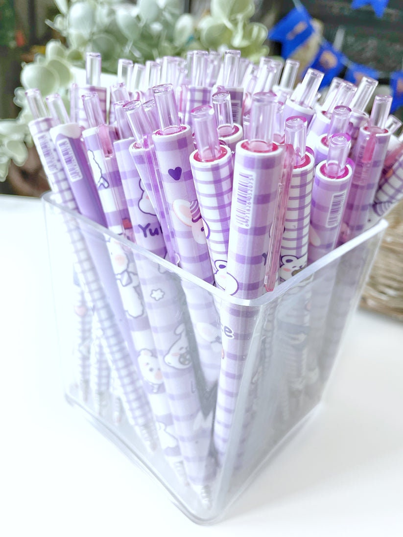 2Pcs Cute Cartoon Bear Pen Cute Neutral Pen Kawaii Kitsch 0.5mm black gel ink clicker pen School Supplies Office Stationery Pen duo