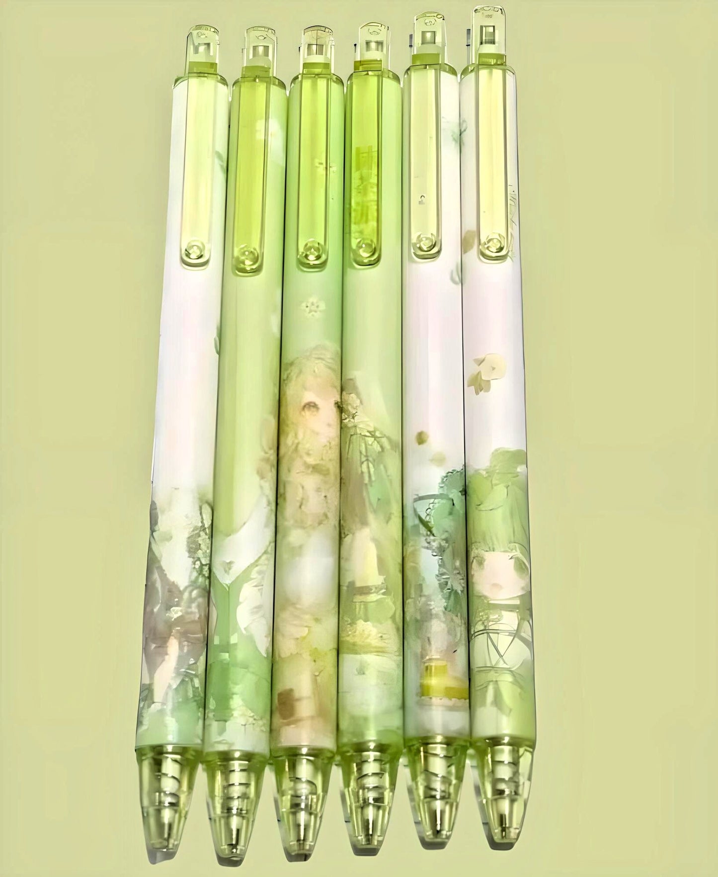 6Pcs Cute Cartoon Girl Fairy Pen| Cute Neutral Pen| Kawaii Kitsch 0.5mm black gel ink clicker pen| School Supplies Office Stationery Pen Set