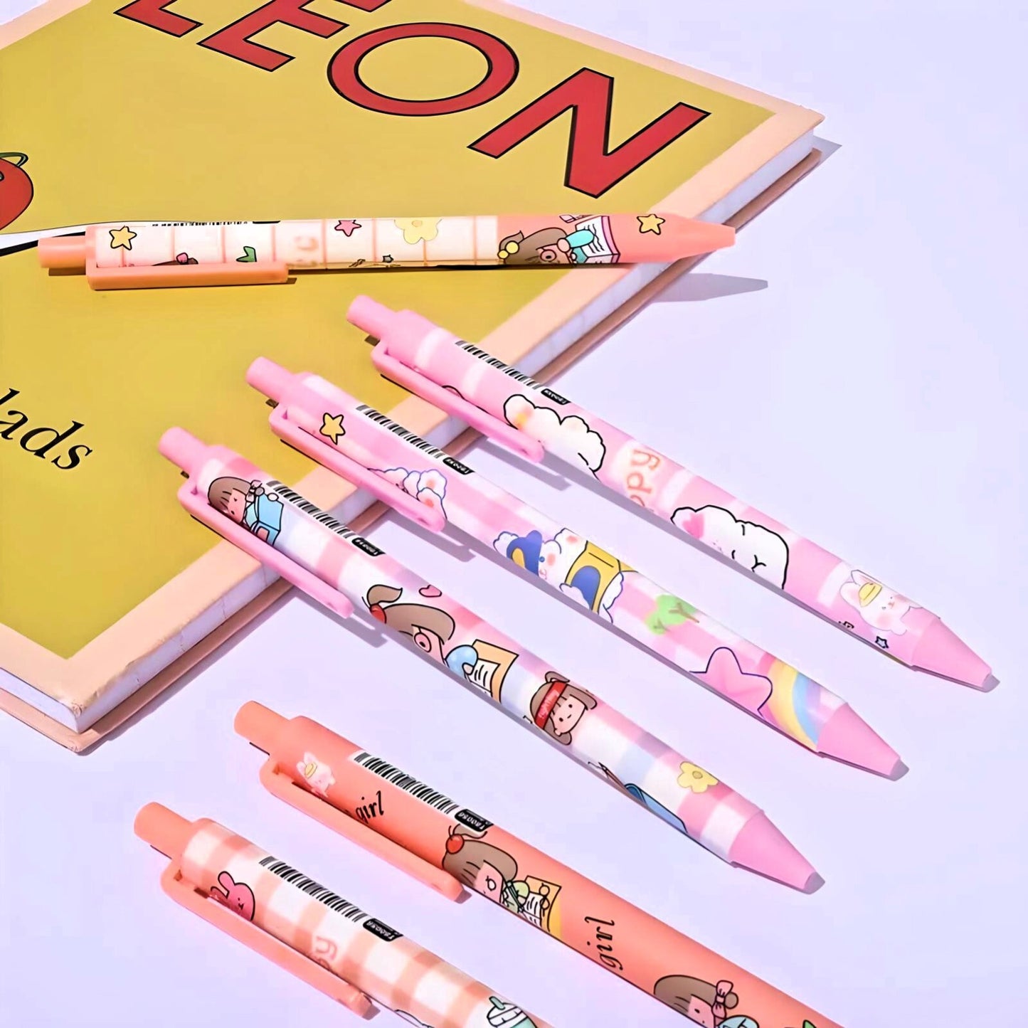 2Pcs Cute Kawaii Pen | Cute Pens| Kawaii Kitsch 0.5mm black gel ink clicker pen | Cute School Supplies |Novelty Office Stationery | Pen duo