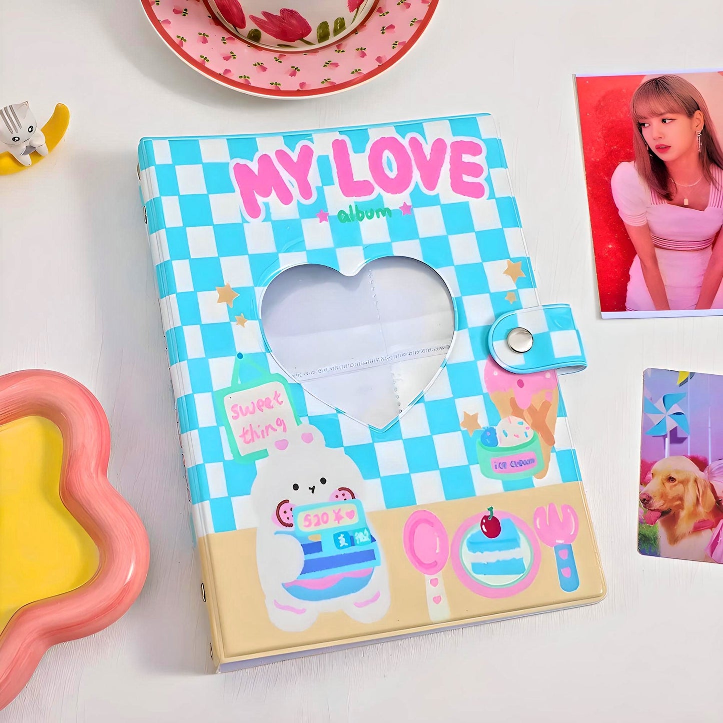 Large Kawaii Photo Binder, Photocard Holder, Cute Collection Book, Kpop Idol Postcard Cute Photo Album, A5 Korean Stationery, Polaroid Album