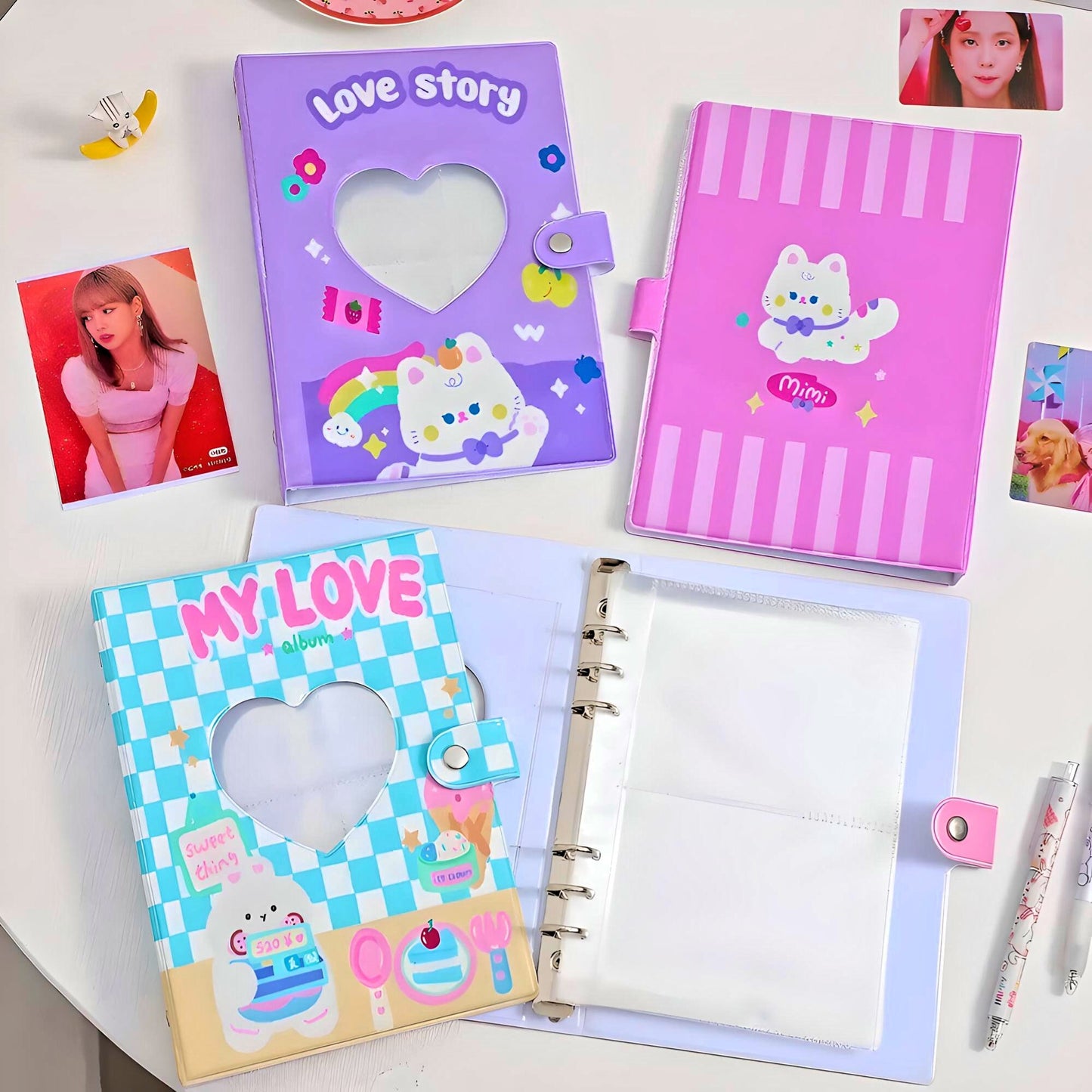 Large Kawaii Photo Binder, Photocard Holder, Cute Collection Book, Kpop Idol Postcard Cute Photo Album, A5 Korean Stationery, Polaroid Album