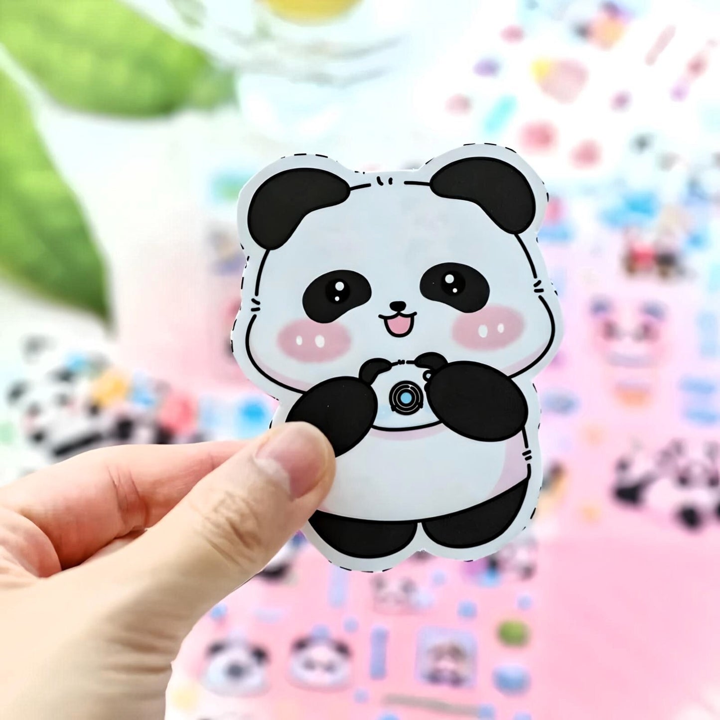 Kawaii Stickers Sheet Set for Bullet Journal Scrapbooking DIY Diary Planner Waterproof Sticker Sheet, Kawaii Panda Sticker Highlighter Decal