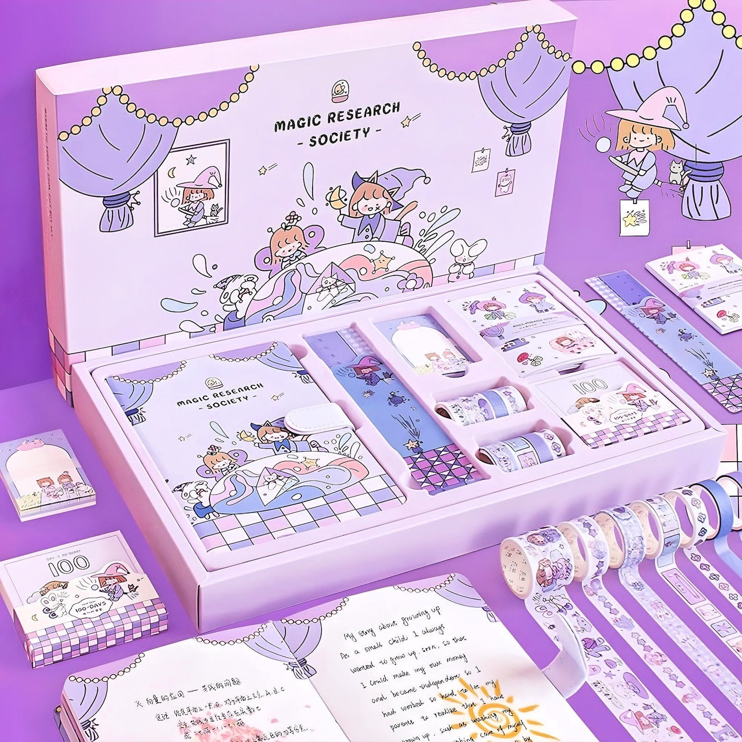 187 Pcs Novelty Gift for Kids, Birthday Gift for girls, Cute Gift, Kawaii Diary, Cute Journal Supplies, Scrapbooking Journal Kit, Washi Tape