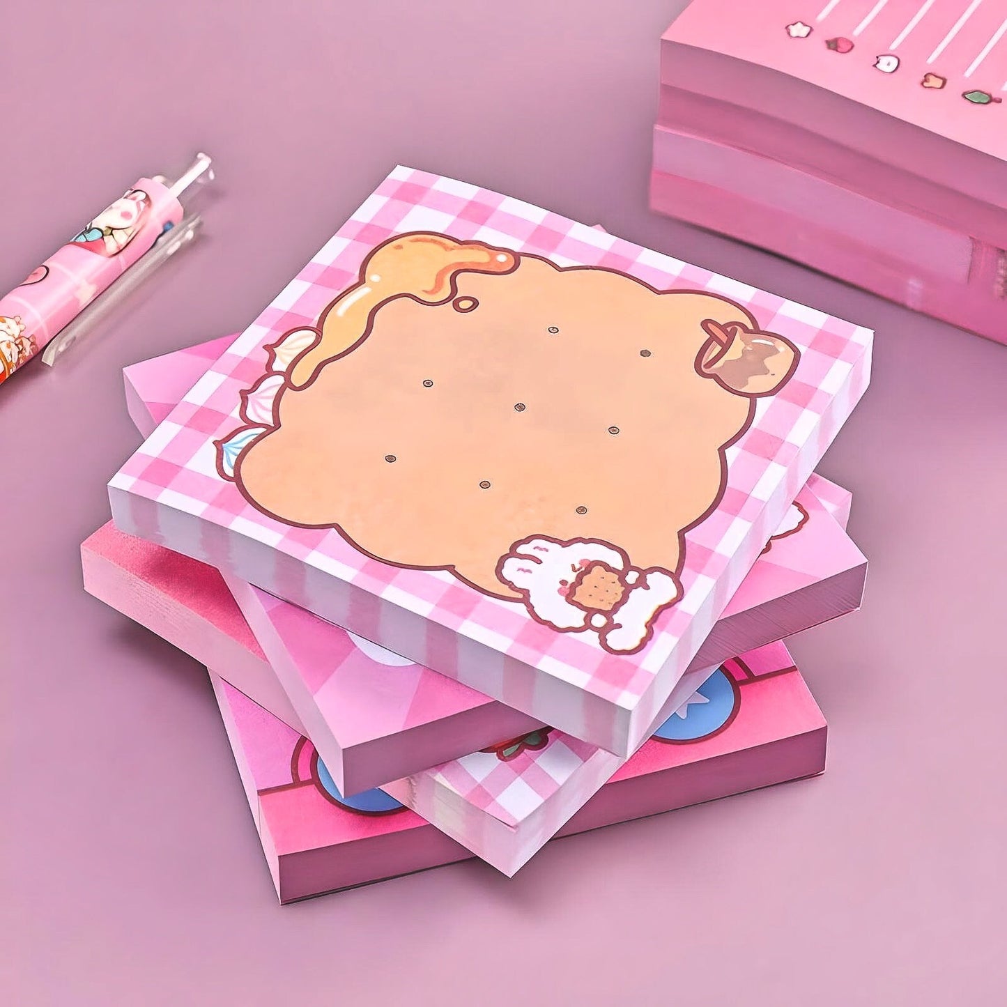 2Pcs Kawaii Pink Memo Pads | Cute Notes | Kawaii Notepad | Japanese Memo Notes | Cute Scrapbooking | Cute Gifts for Kids | Cute Stationery