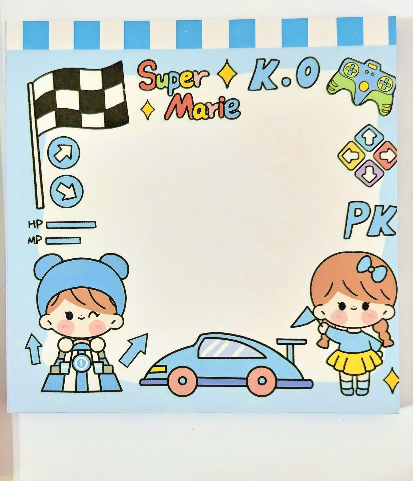 Cute Notepad for Boys and Girls, Kawaii Stationery 80 pages/set Kawaii Sticky Note Planner To Do List Planner Blue Stationery School Office