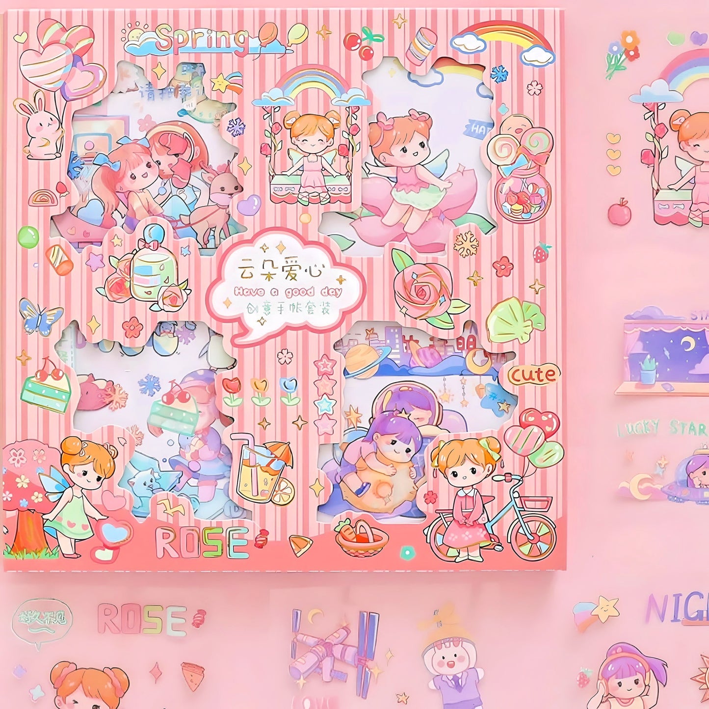 Cute Stickers Set 32 Pcs for Journal Scrapbook Stickers Decal Waterproof Stickers for Diary and Crafts