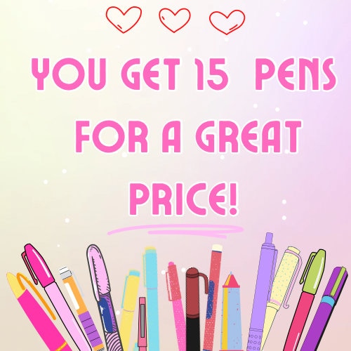 15Pcs Ultimate Budget Pen Set of Cute Pens Neutral Kawaii Pen Mystery Grab Bag School Supplies Office Stationery Gift for Student