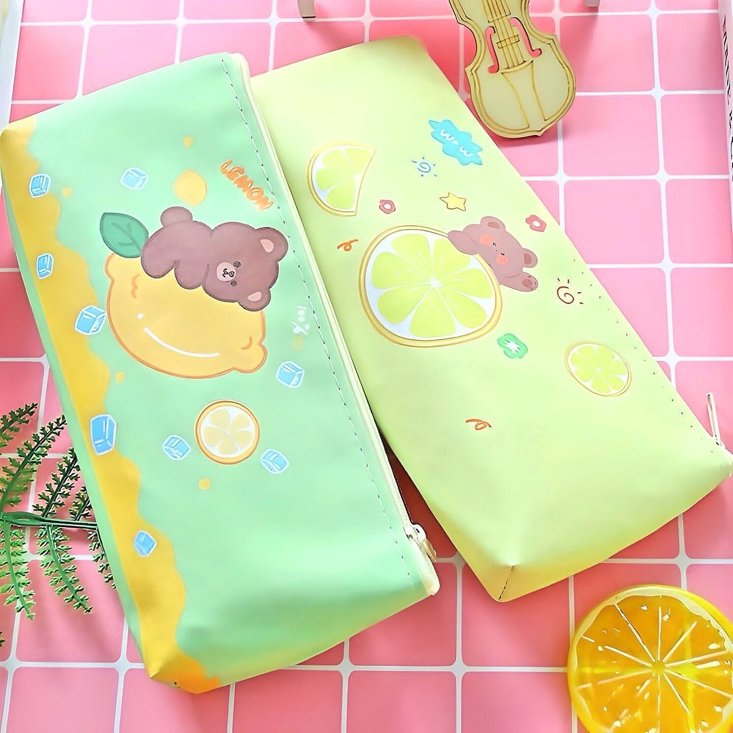 Cute Pencil Case| Kids PU Leather Pencil Case| Cute Bunny Kawaii Bear Stationery | Cute School Supplies | Gifts for Kids