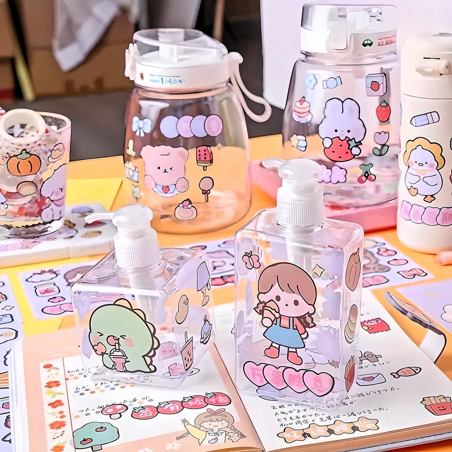 Kawaii Stickers Sheet for Bullet Journal Scrapbooking DIY Diary Planner Korean stationary Bunny Stickers Animal Stickers Highlighter