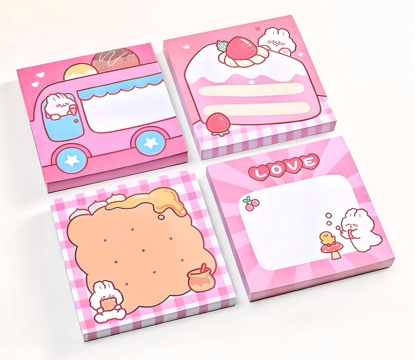 2Pcs Kawaii Pink Memo Pads | Cute Notes | Kawaii Notepad | Japanese Memo Notes | Cute Scrapbooking | Cute Gifts for Kids | Cute Stationery