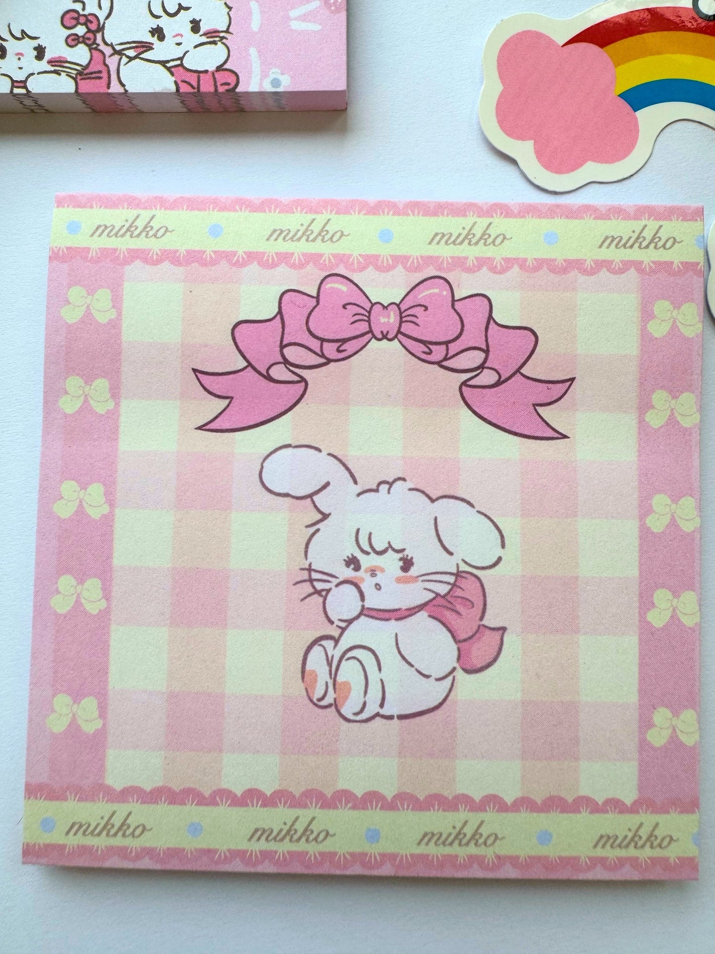 4 x Cute Notepads, Kawaii Stationery for Student Supplies, Self Adhesive Post it Notes