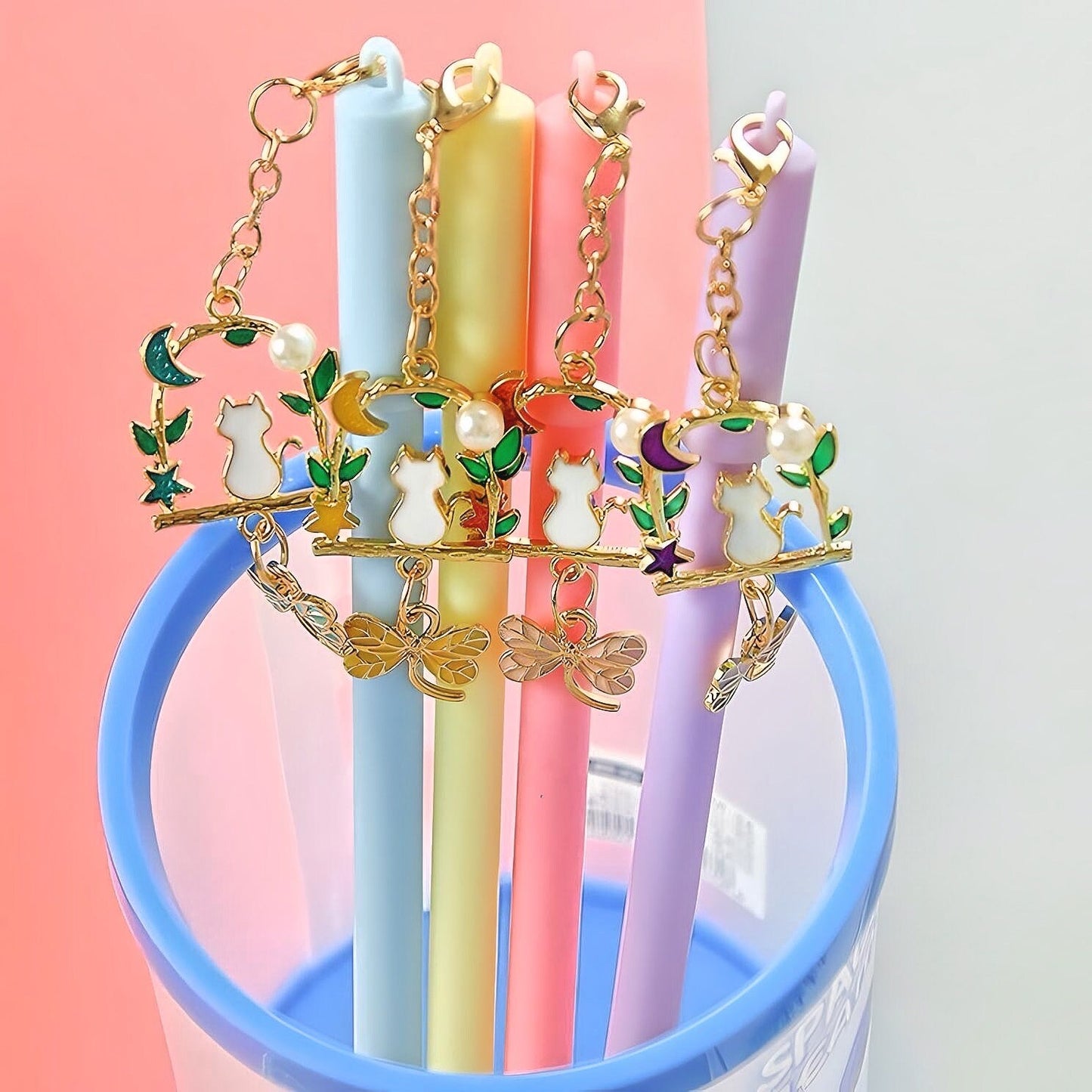 Cute Gel Pen | Dragonfly Cat Pendant Pen| Creative Pens| Cute School Supplies| Office Stationery