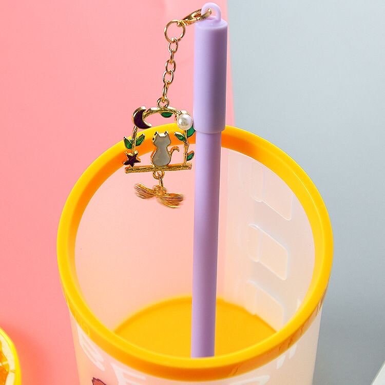 Cute Gel Pen | Dragonfly Cat Pendant Pen| Creative Pens| Cute School Supplies| Office Stationery