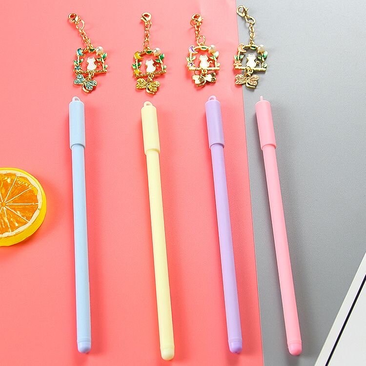 Cute Gel Pen | Dragonfly Cat Pendant Pen| Creative Pens| Cute School Supplies| Office Stationery