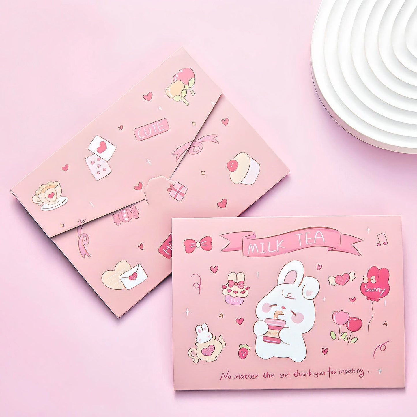 Cute Postcards Set of 4 Cute Kids Greeting Cards Students DIY Bouquet Message Blessing Cards Gift Envelopes Kawaii Stationery for School