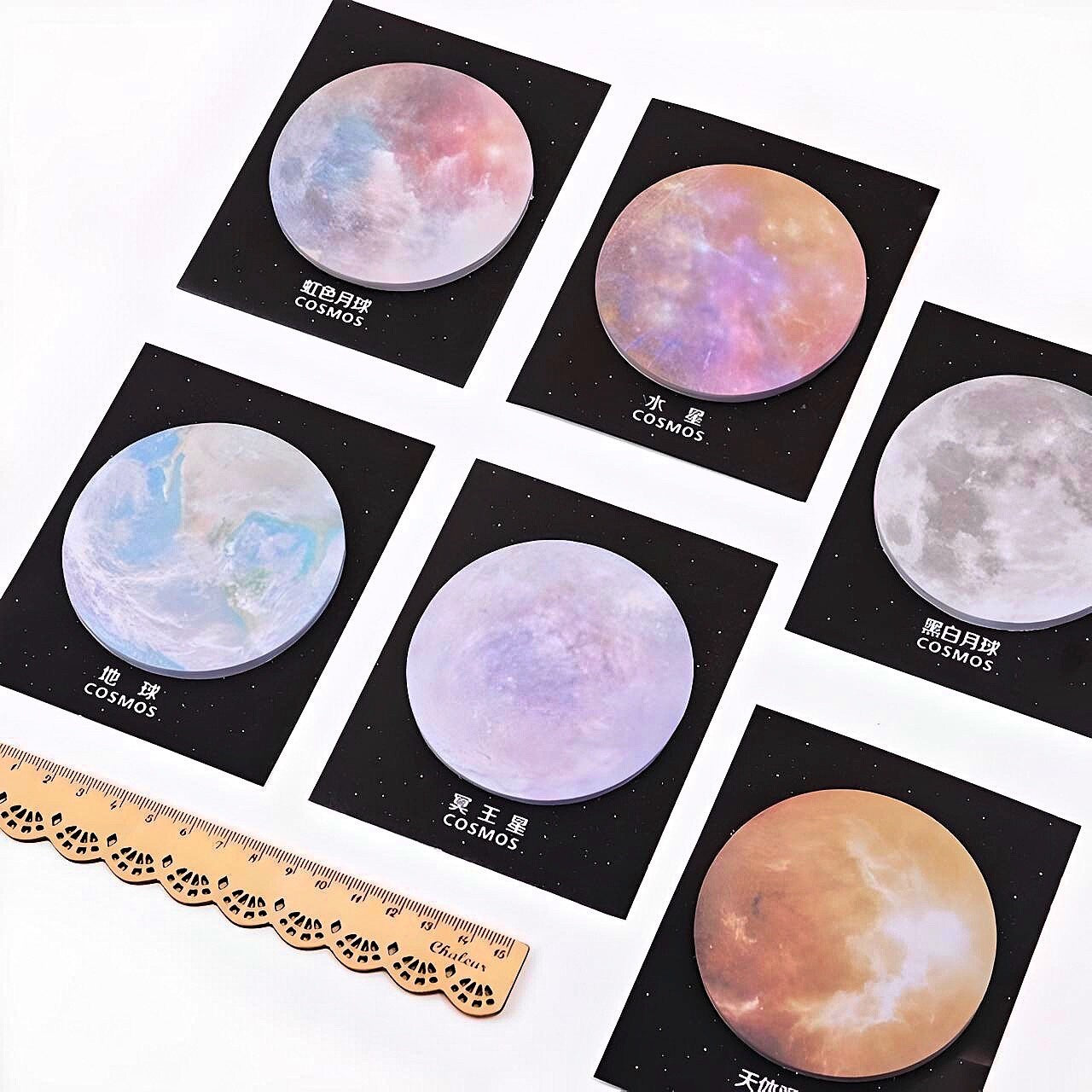 Planet Sticky Notes, Memo Pad Earth Moon, Circular Tearable Notes, Self-Adhesive Notes for Classroom, School Supplies, Office Supplies