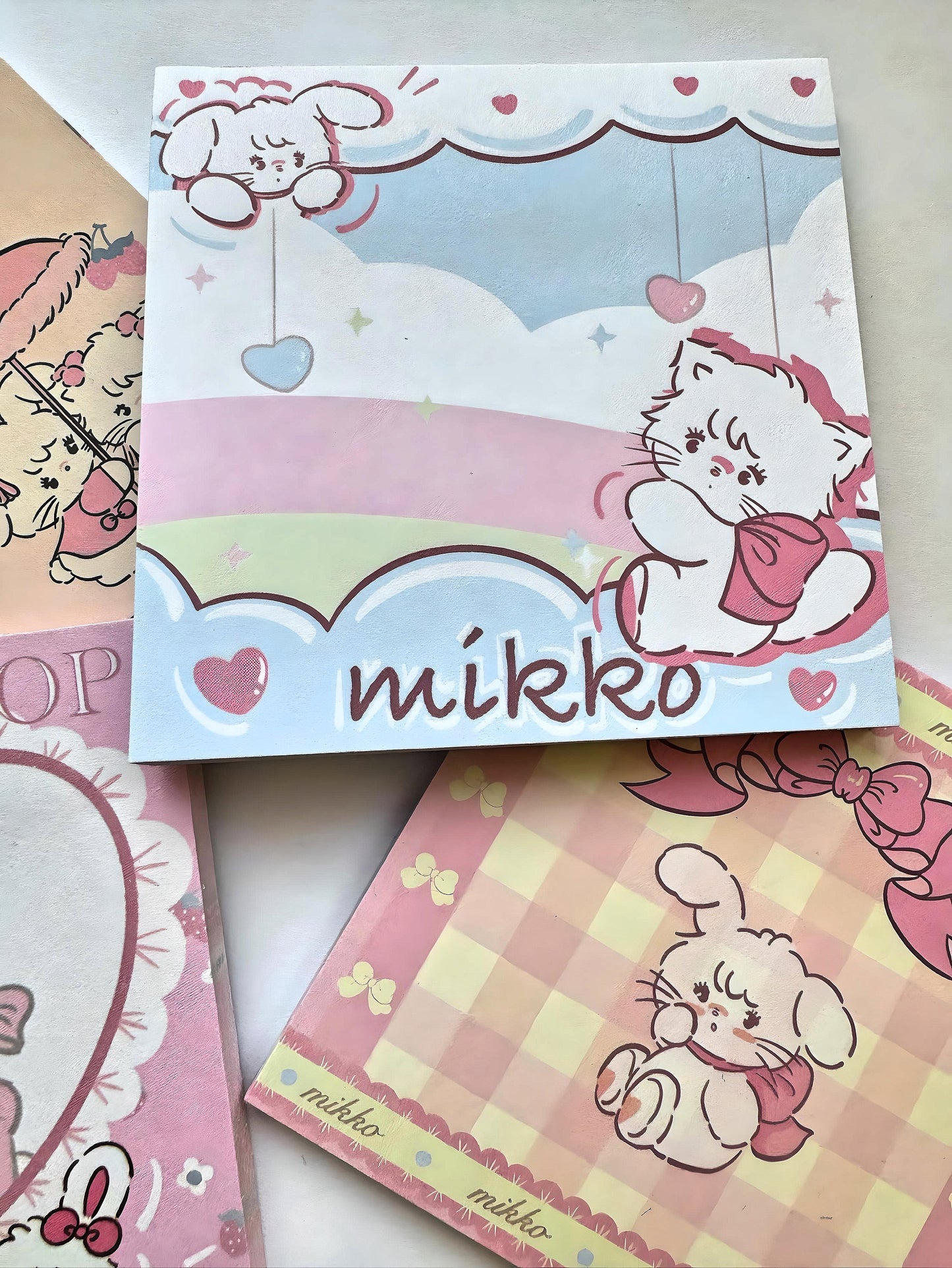 4 x Cute Notepads, Kawaii Stationery for Student Supplies, Self Adhesive Post it Notes