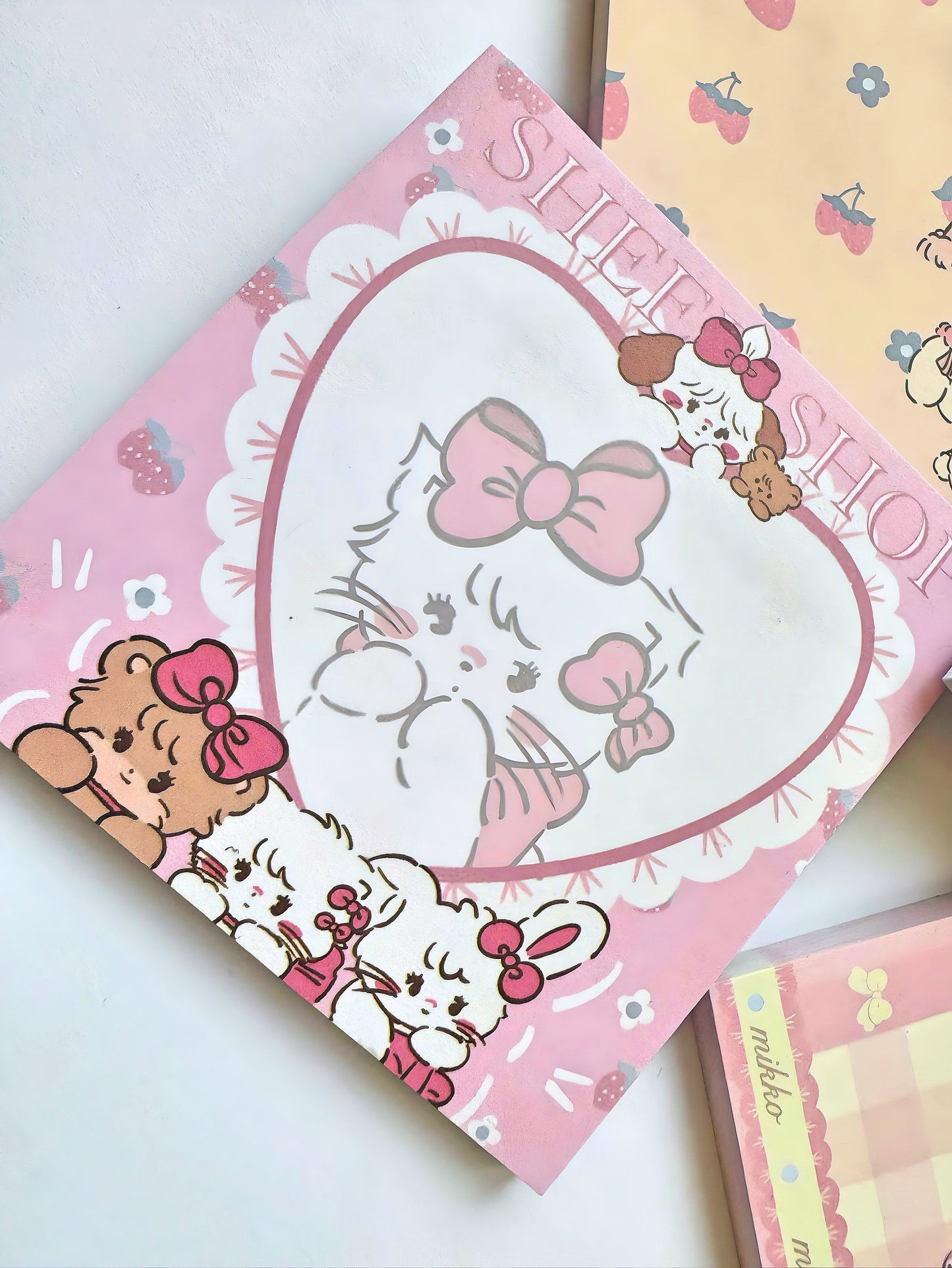 4 x Cute Notepads, Kawaii Stationery for Student Supplies, Self Adhesive Post it Notes