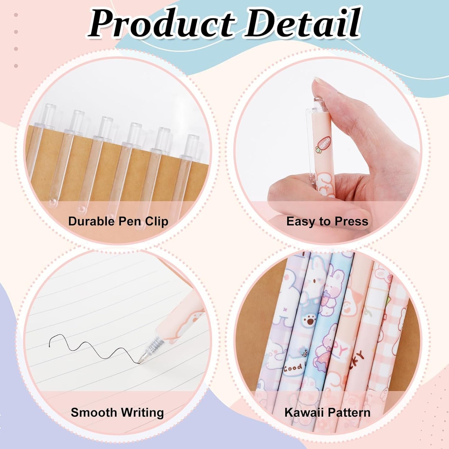 6 Cute Pens for Kawaii Lovers - 0.5mm Gel Pen Set | Anime Stationery | Cute School Supplies | Gifts for Girls | Japanese Stationary