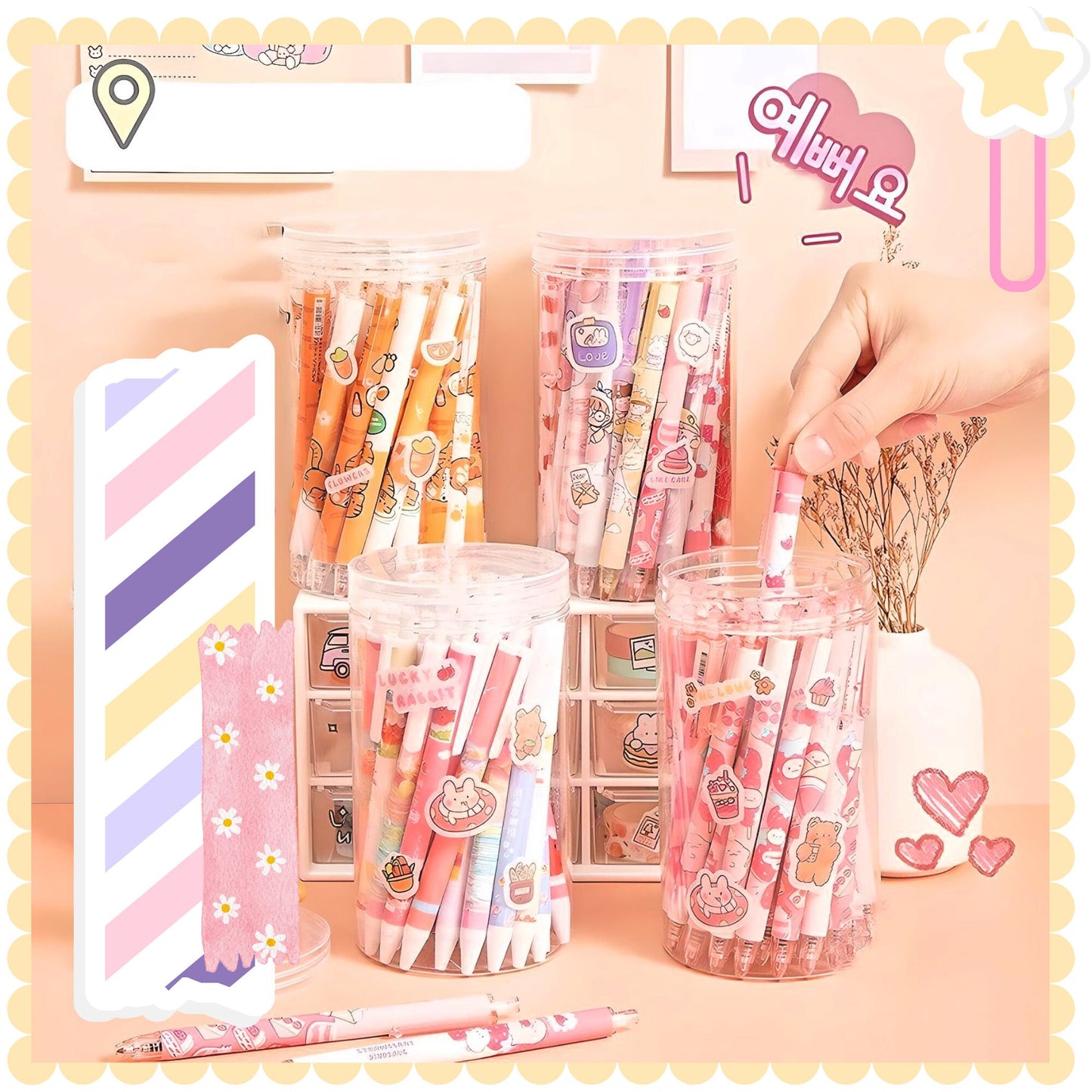 15Pcs Ultimate Budget Pen Set of Cute Pens Neutral Kawaii Pen Mystery Grab Bag School Supplies Office Stationery Gift for Student