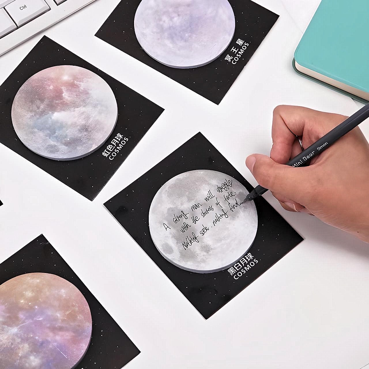 Planet Sticky Notes, Memo Pad Earth Moon, Circular Tearable Notes, Self-Adhesive Notes for Classroom, School Supplies, Office Supplies